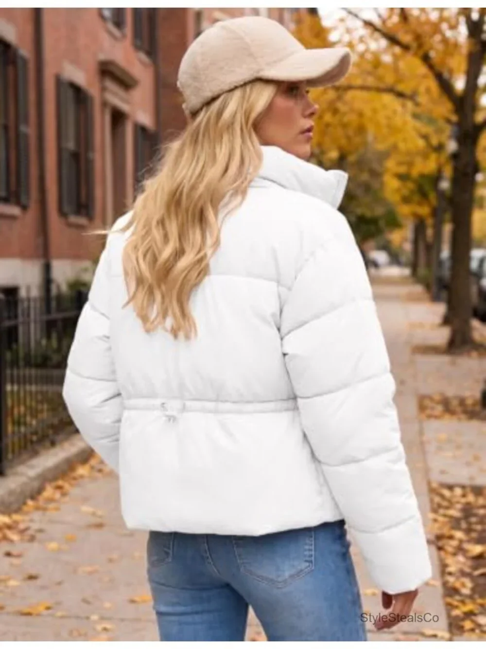 ASPO Women's Cropped Quilted Puffer Jacket Short Warm Winter Coat